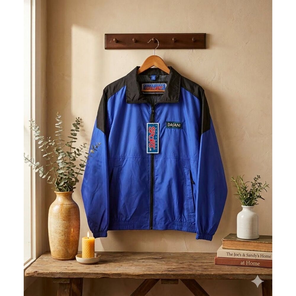 VTG Dasani Coca Cola Windbreaker Jacket M Blue Black Colorblock Full Zip Rare